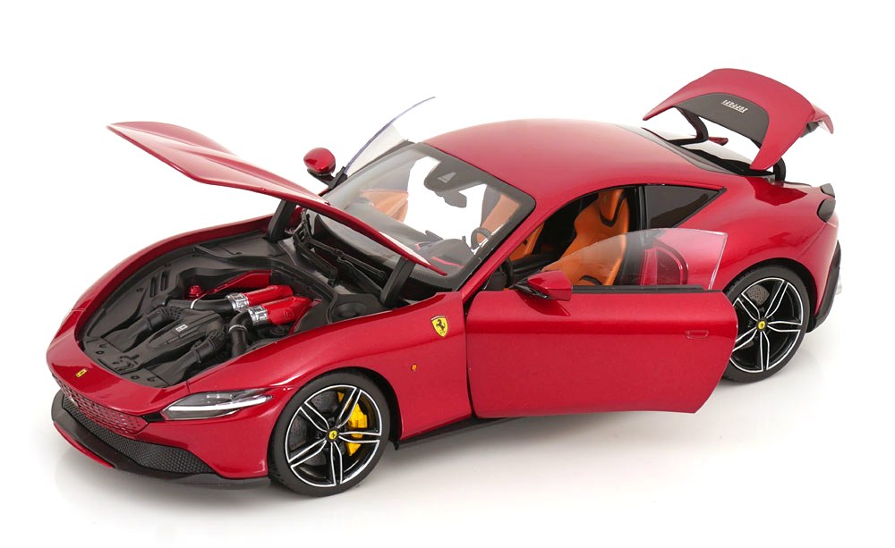 Ferrari Roma 2019 rosso magma with Showcase 1:18 Polistil