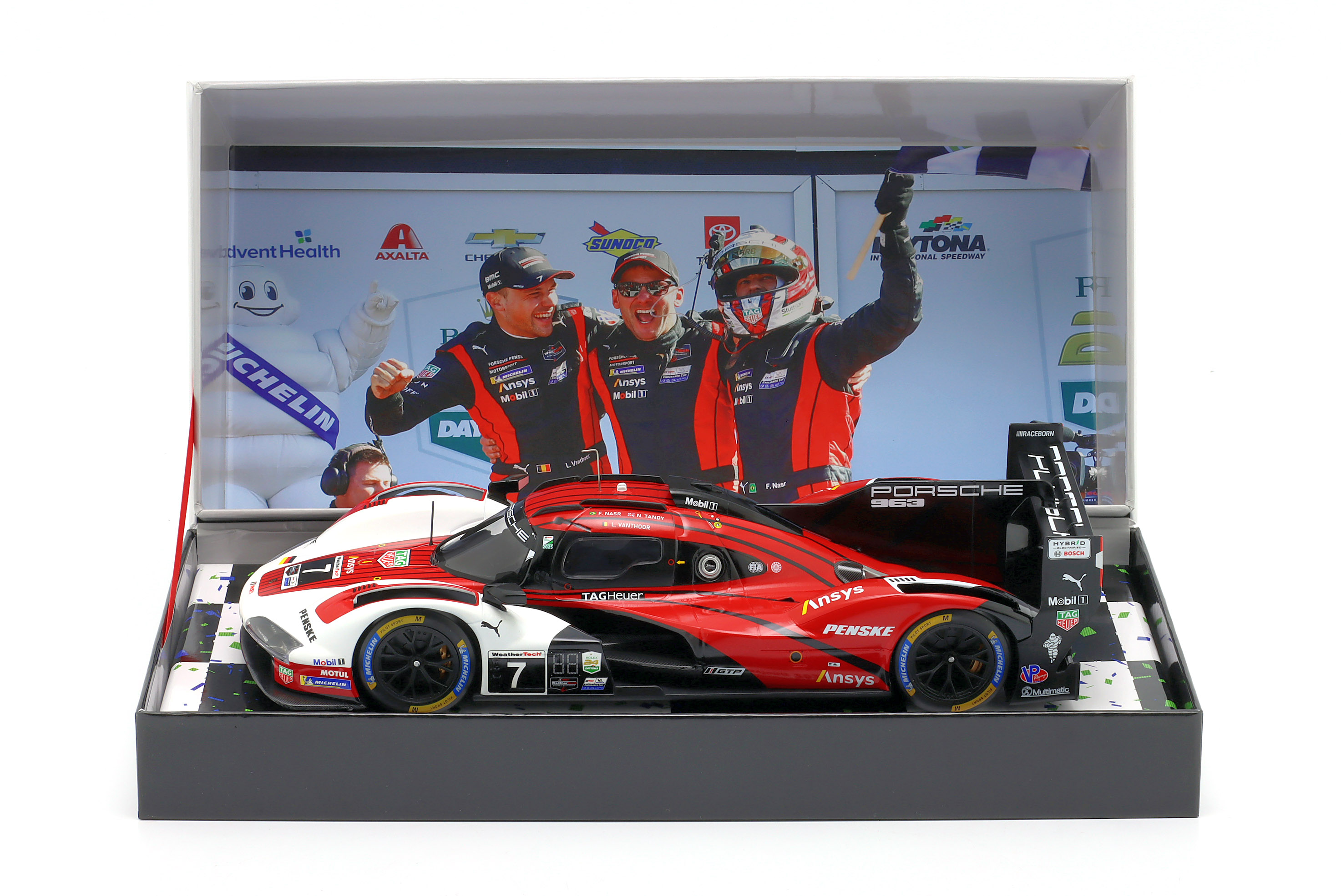 Porsche 963 Penske Motorsport #7 Nasr/Tandy/Vanthoor Winner 24H Daytona 2025 + Collectors Box 1:18 Ixo Models