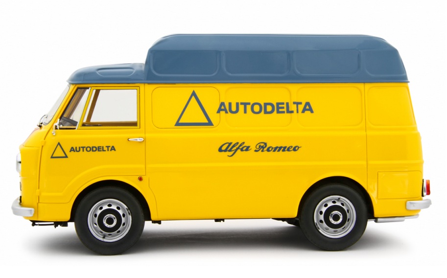 Alfa Romeo F12 High Roof Van Assistance *Autodelta* 1967 yellow 1:18 Laudoracing Model