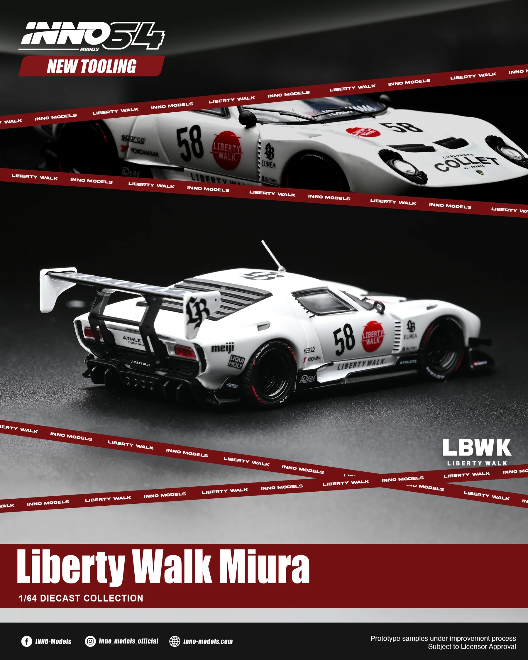 Lamborghini Miura GT #58 Liberty Walk white 1:64 Inno Models