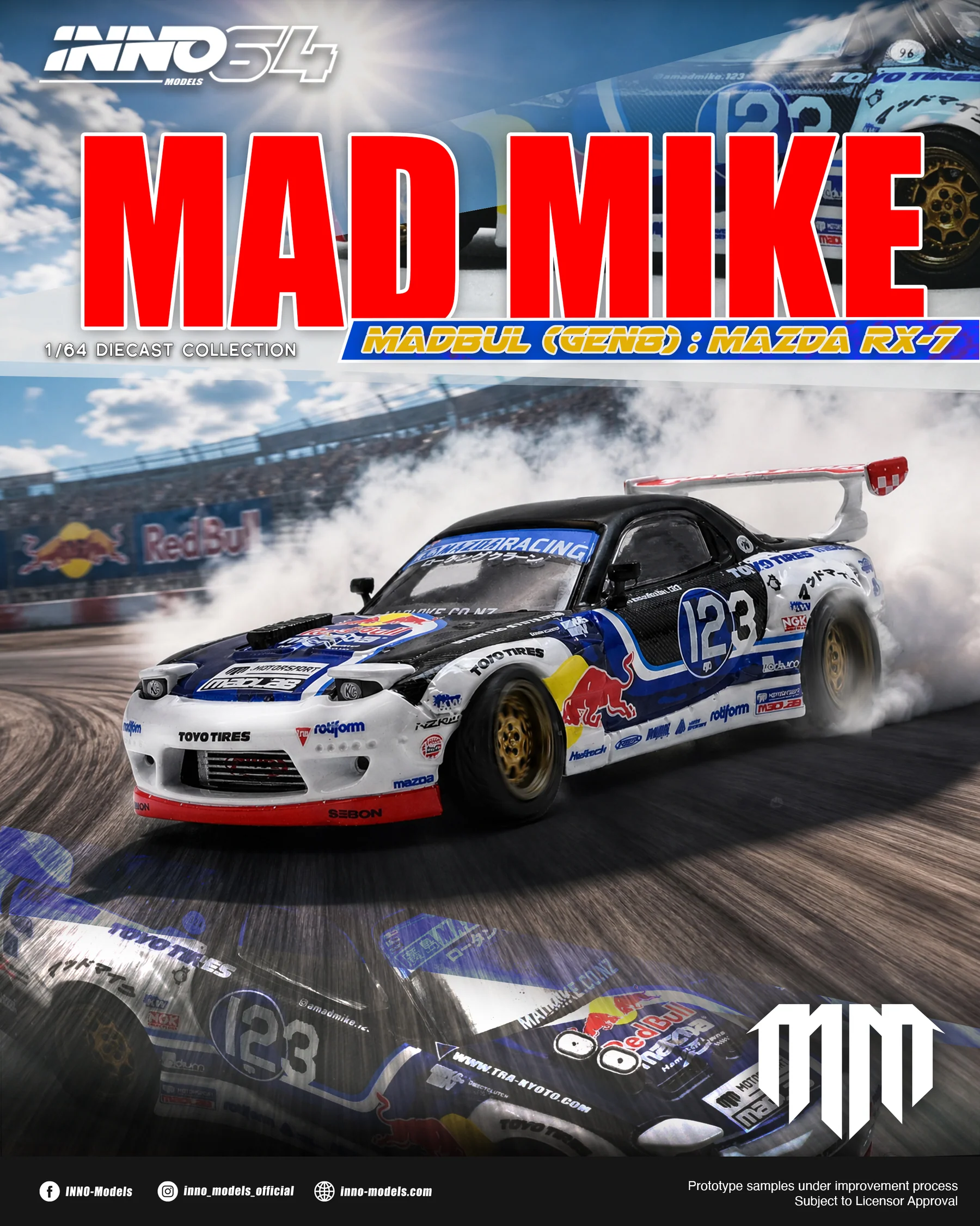 Mazda RX-7 MADBUL (Gen8) #123 Mad Mike 1:64 Inno Models