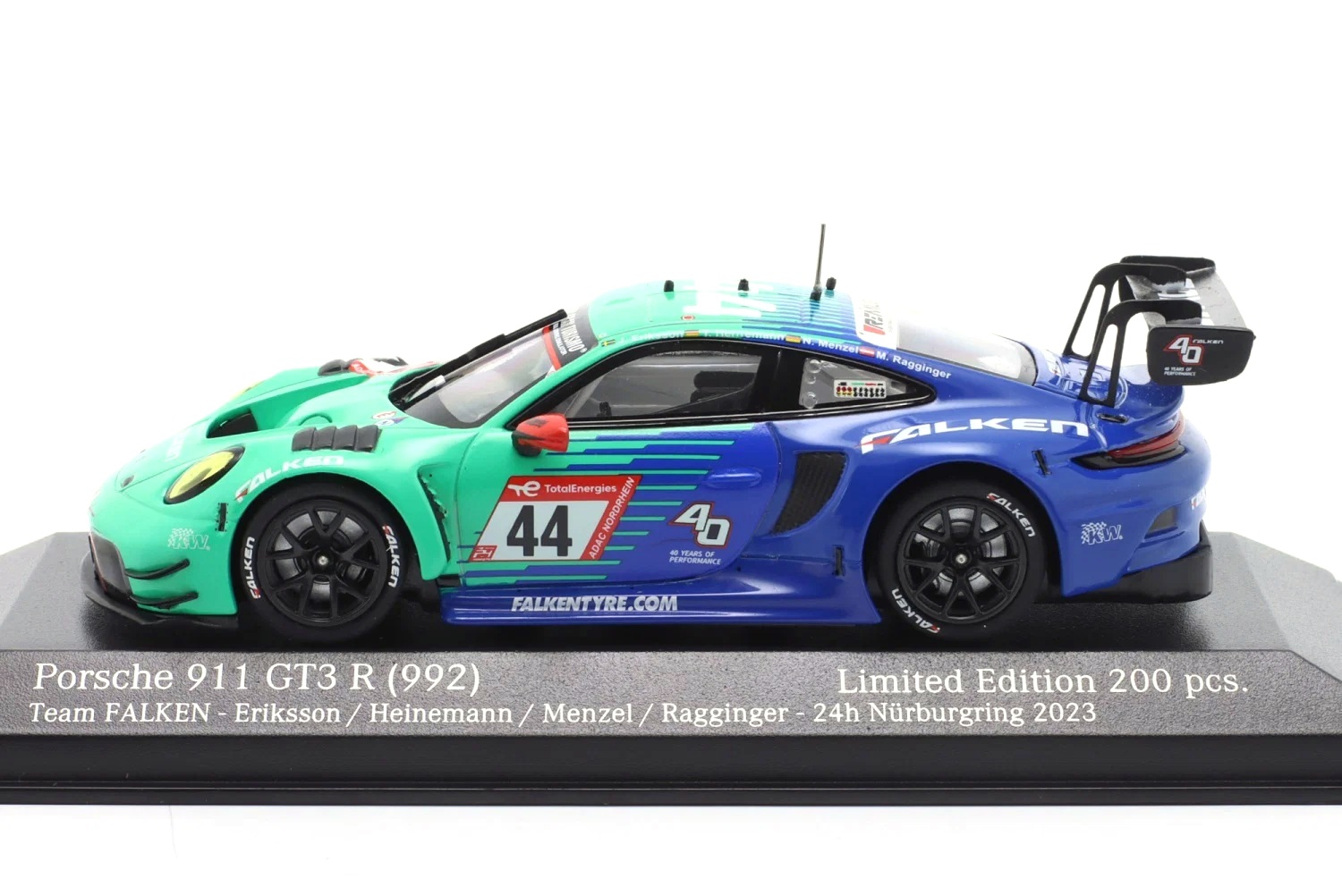 Porsche 911 GT3 R Falken Motorsports #44 Eriksson/Heinemann/Menzel/Ragginger 24H Nürburgring 2023 1:43 Minichamps