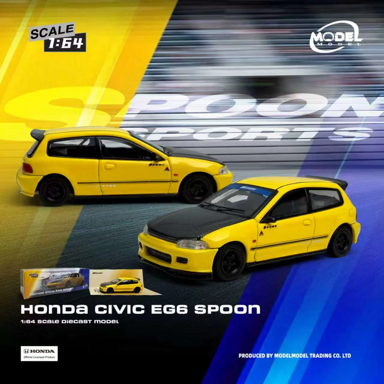 Honda Civic EG6 *Spoon* yellow/black 1:64 ModelModel