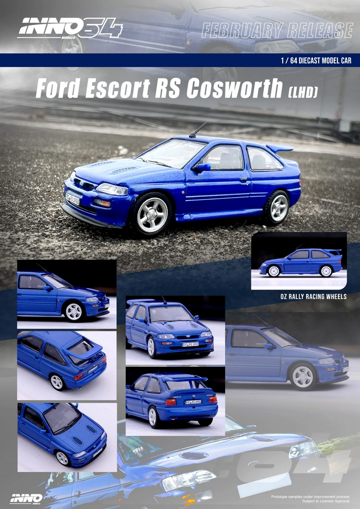 Ford Escort RS Cosworth *Right Hand Drive* metallic blue 1:64 Inno Models