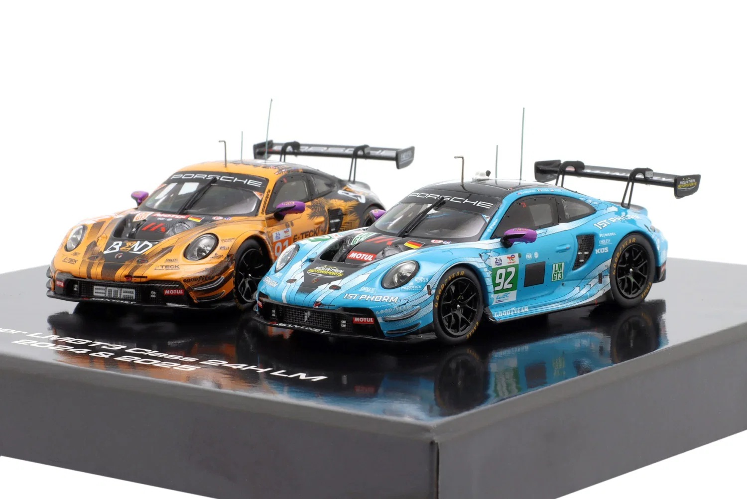 2 Cars Set: Porsche 911 GT3 R Winner LMGT3 Class 24H Le Mans 2024 & 2025 1:43 Ixo Models