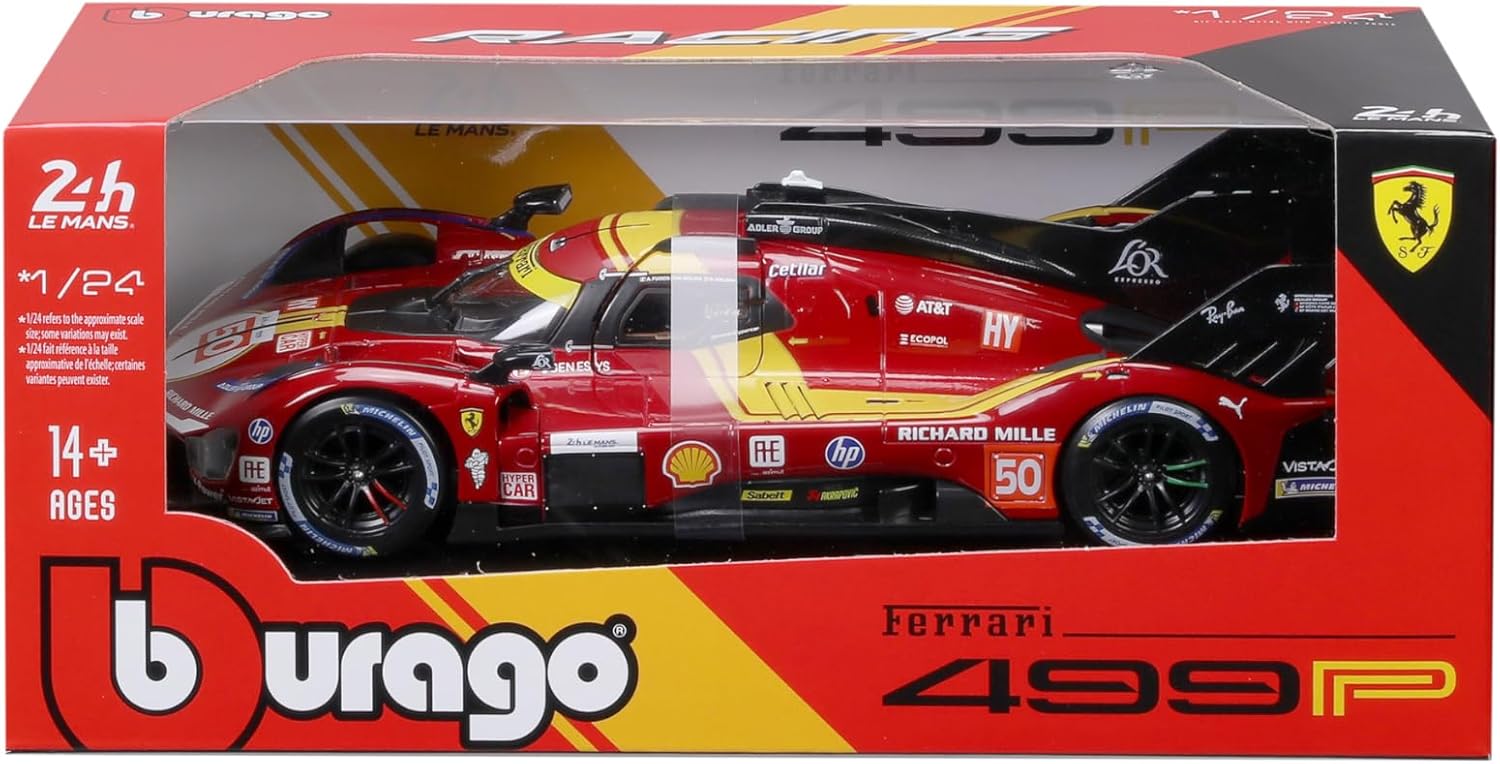 Ferrari 499P 3.0L TURBO V6 #50 Fuoco/Nielsen/Molina 24H Le Mans 2025 1:18 Bburago