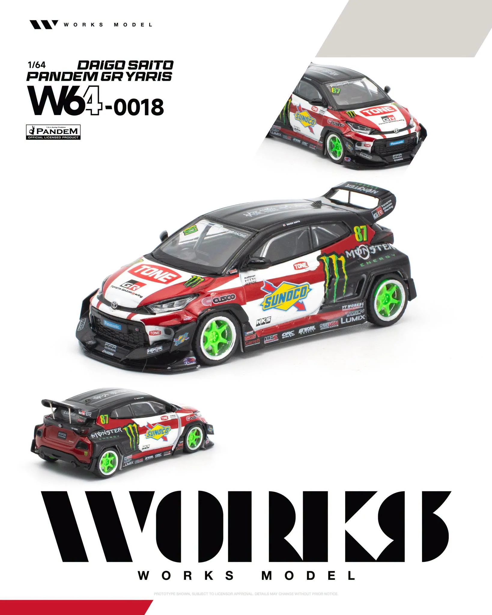Toyota Pandem GR Yaris #87 Daigo Saito 1:64 WORKS