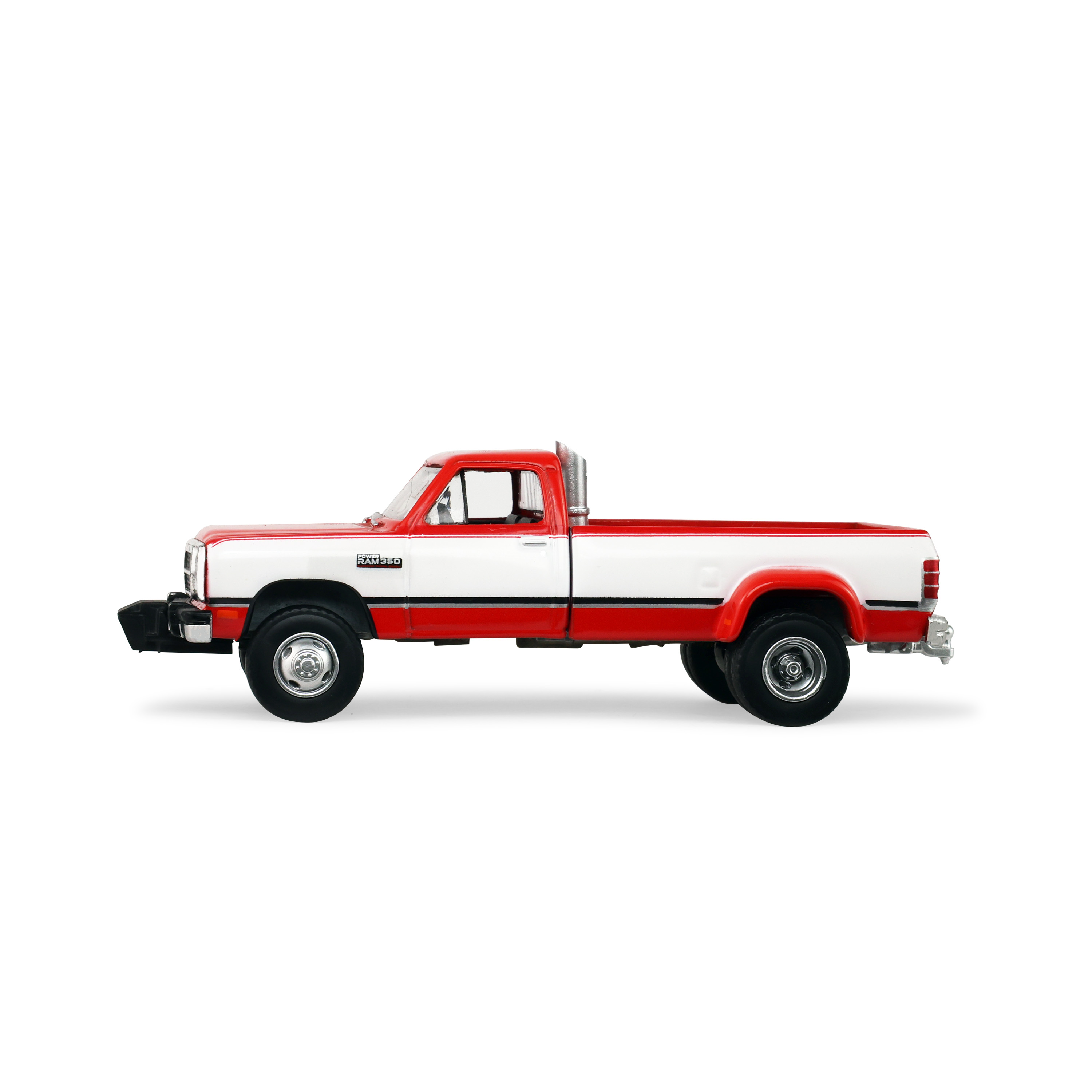 Dodge Ram D350 Dually 1993 With Exhaust & Bumper Weights *Dually Drivers Series 17* red/white 1:64 Greenlight