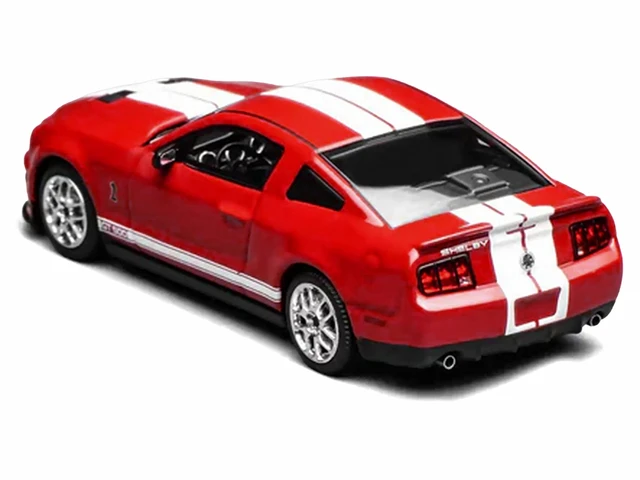 Ford Mustang Shelby GT500 2007 Torch Red with White Stripes 1:64 Motorhelix x Greenlight