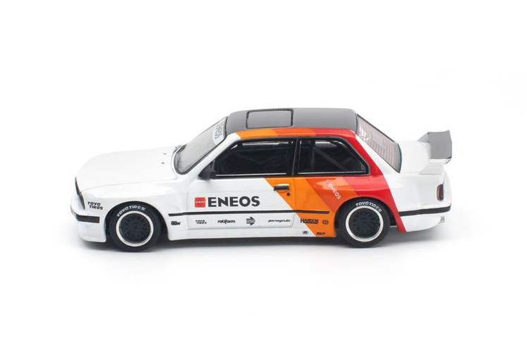BMW E30 Pandem white/orange/red 1:64 Pop Race Limited