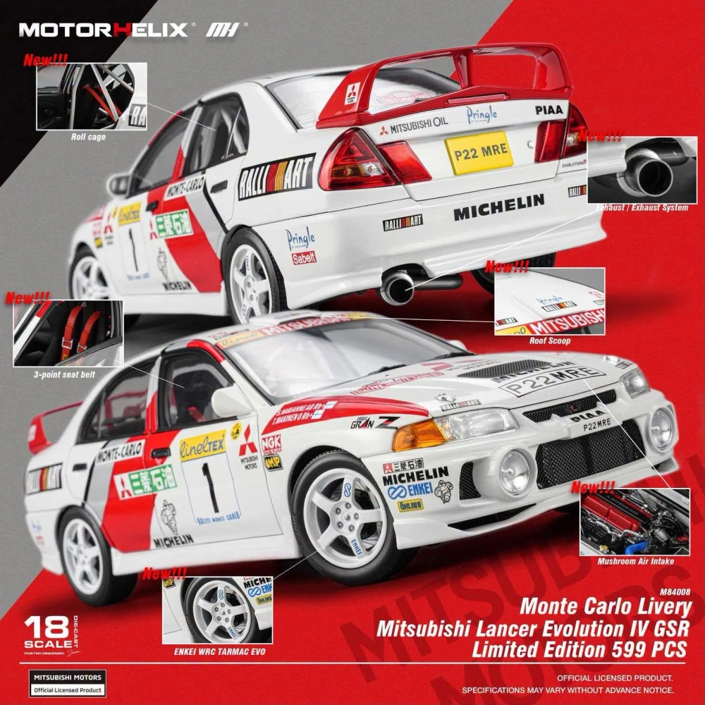 Mitsubishi Lancer EVO IV #1 T.Makinen/ S.Harjanne 3rd Rally Monte Carlo 1997 1:18 Motorhelix