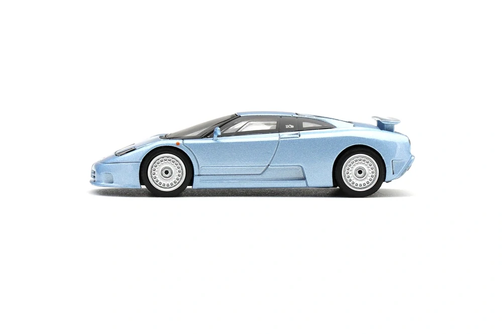 Bugatti EB110 GT azzurro metallizzato mondial de l'automobile 1992 1:64 Mini GT