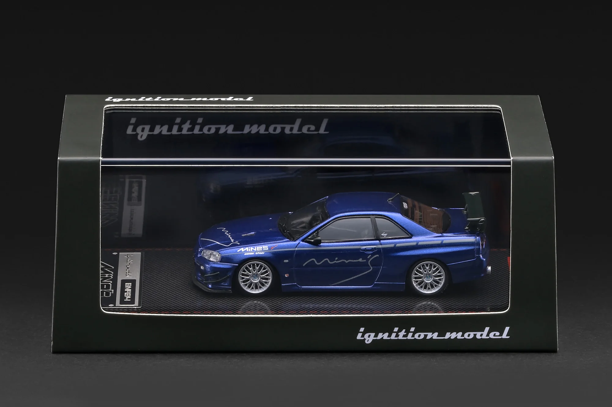 Nissan Skyline GT-R Mine's R34 blue metallic 1:64 Ignition Model