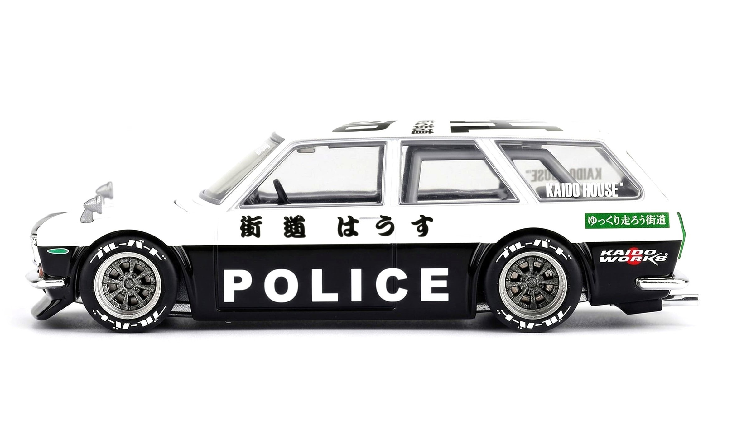 Datsun 510 1969 Kaido Wagon Police black/white 1:64 Mini GT