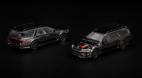 Nissan R34 Wagon dark chrome 1:64 Pop Race
