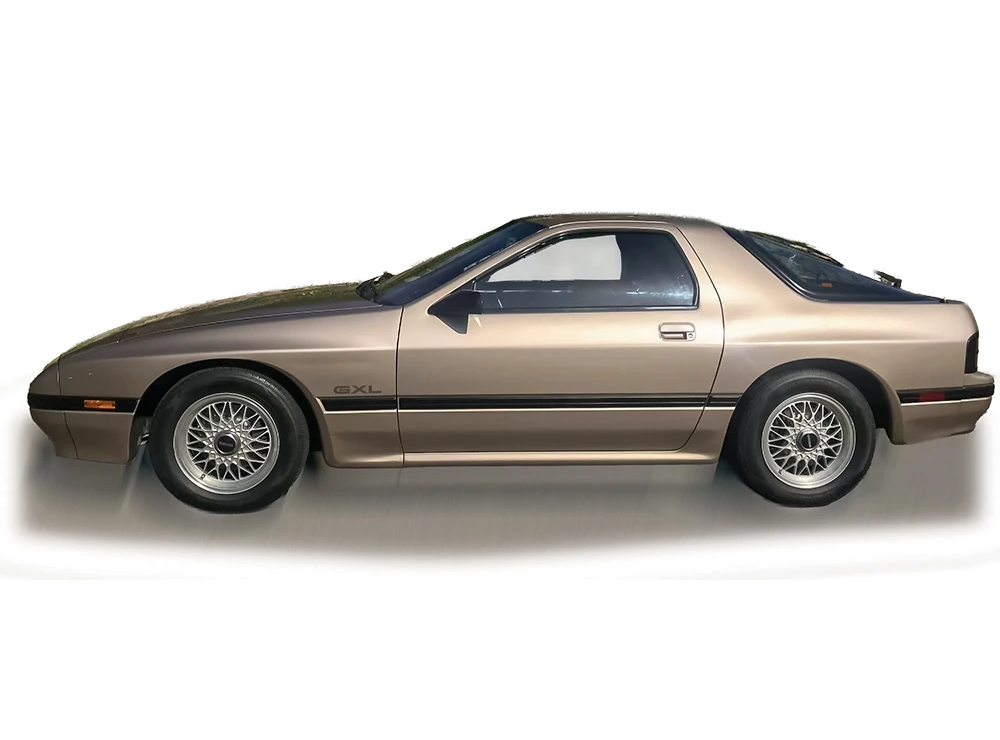 Mazda RX-7 GXL 1986 satin gold metallic 1:64 Ixo America