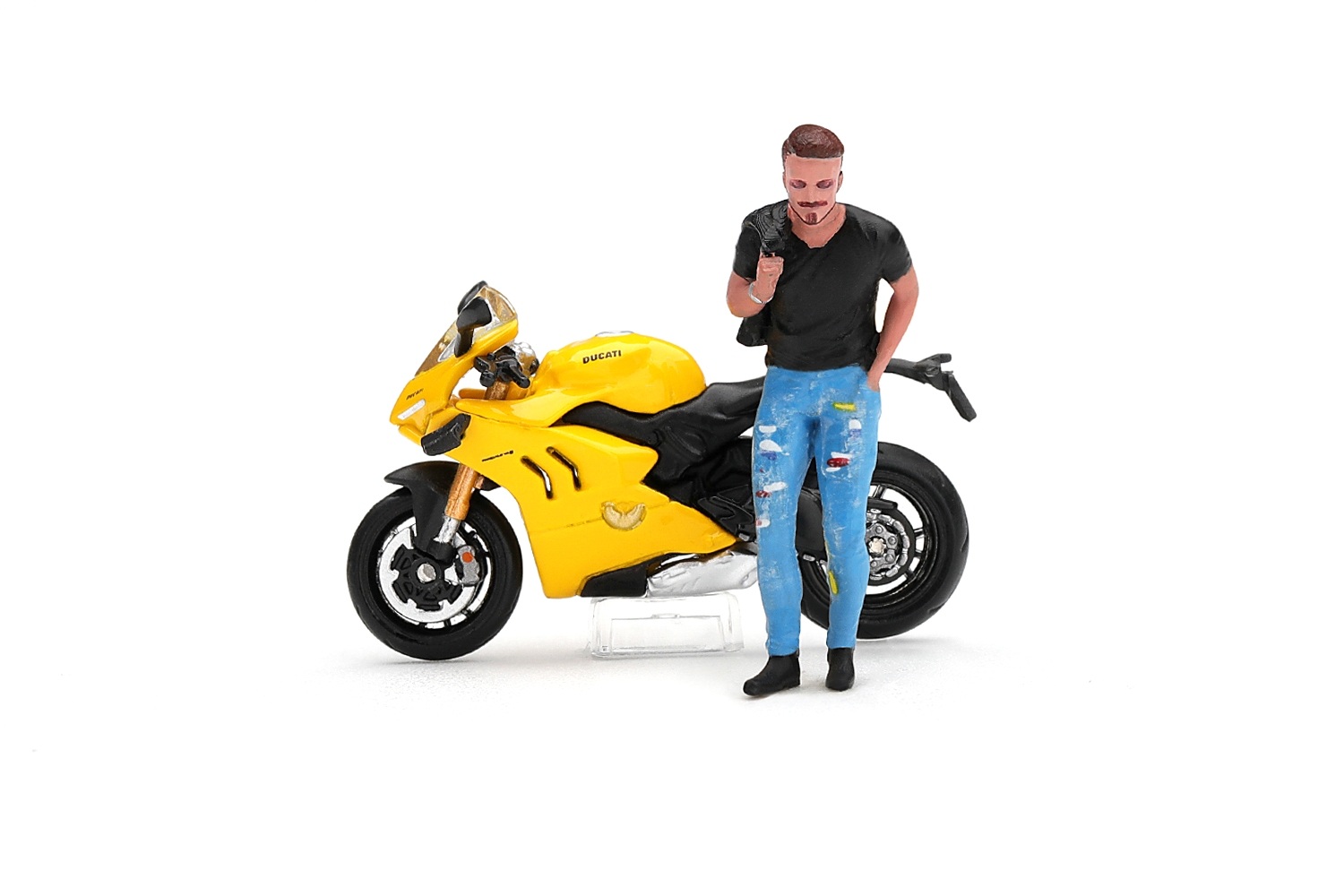 Ducati Panigale V4 S W/ Figure giallo 1:64 Mini GT