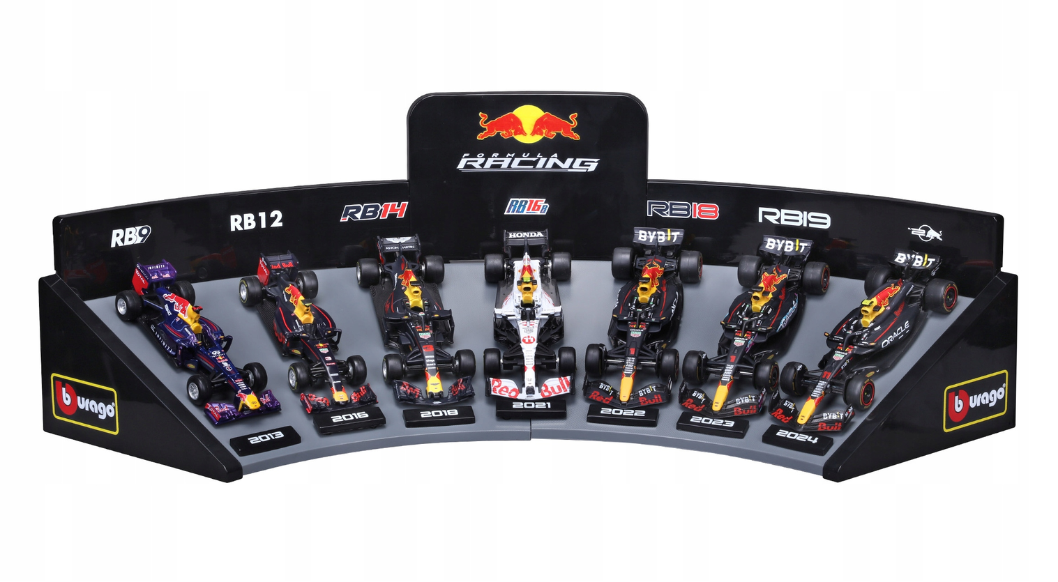 Red Bull Set - Red Bull RB9 #1 2013-RB11 #3 2015-RB12 #3 2016-RB16B #33 2021-2X RB19 #11 2021-RB20 #1 2024 1:43 Bburago