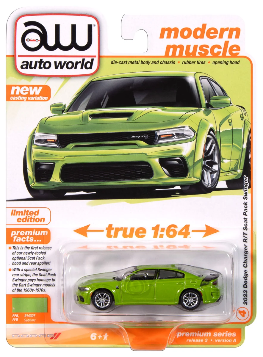 Dodge Charger Swinger R/T Scat Pack 2023 *Modern Muscle* sublime green 1:64 Auto World