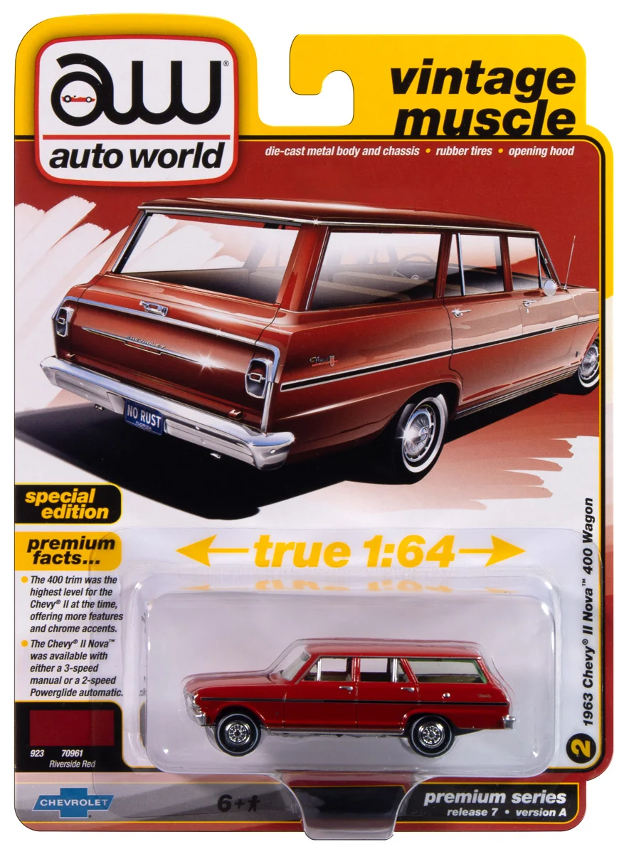 Chevrolet Nova II Wagon 1965 rally red 1:64 Auto World