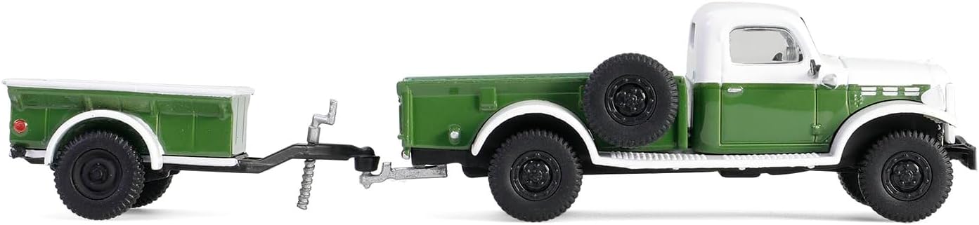 Dodge Power Wagon 1950 With ¼ Ton Cargo Trailer *Hitch & Tow Series 32* green/white 1:64 Greenlight
