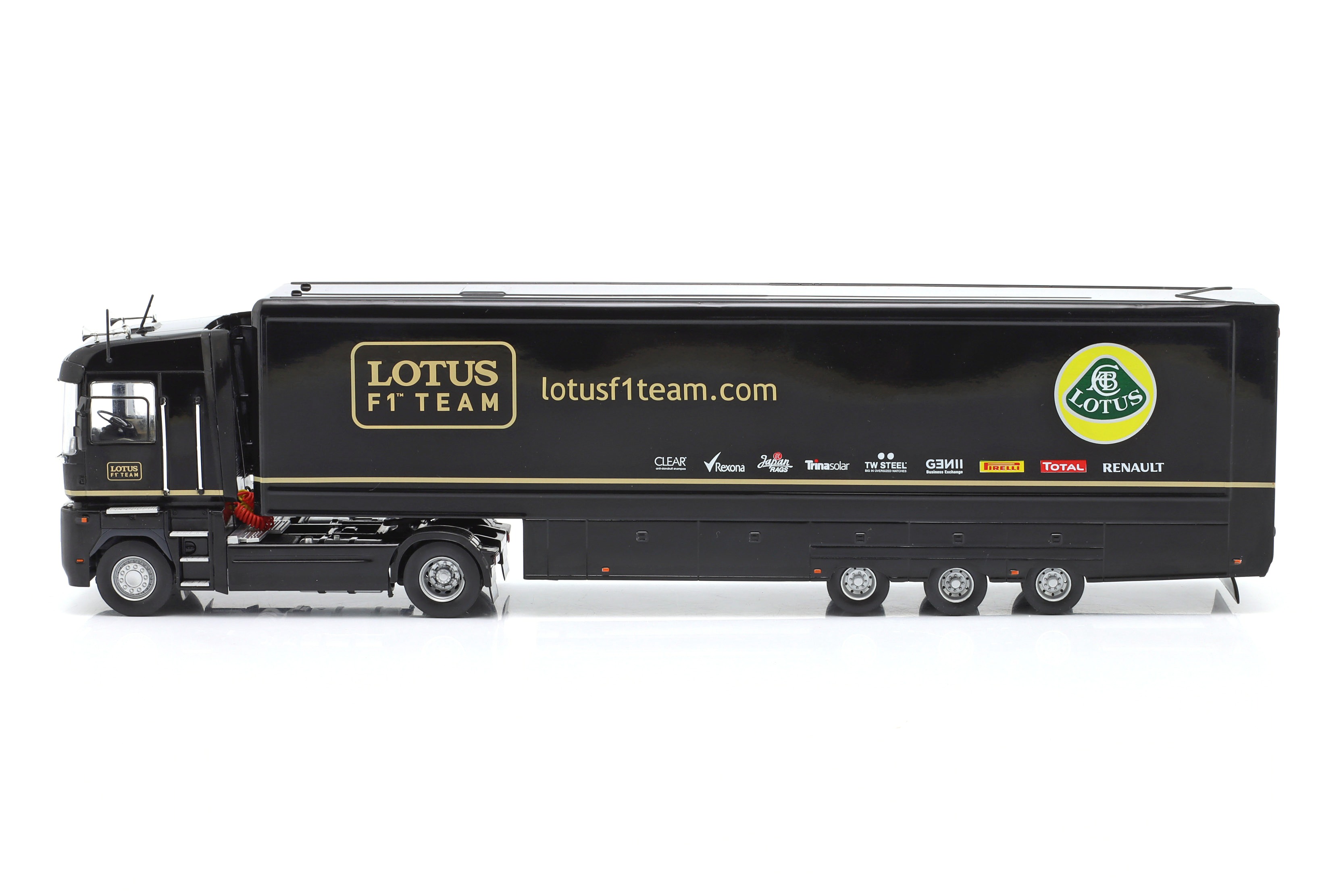 Renault Magnum Phase 2 Truck 2-Assi Car Transporter Team F1 Lotus 2001 black 1:43 Hachette