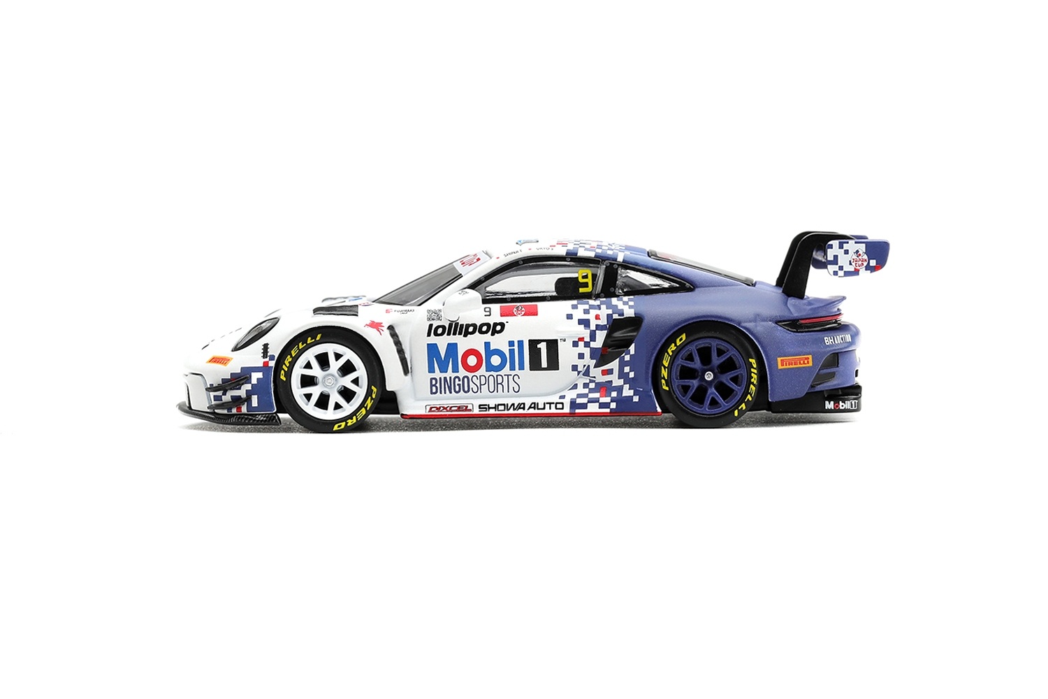 Porsche 911 (992) GT3 R Bingo Racing With LM Corsa #9 U.Sasahara/S.Takei Japan Cup Sugo 2026 1:64 Mini GT