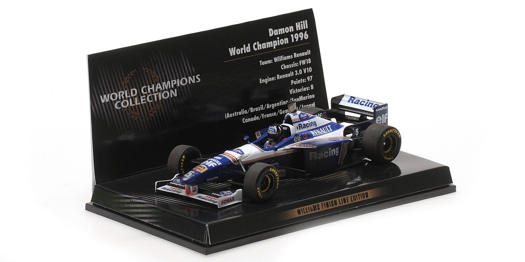 Williams Renault FW18 #5 D.Hill World Champion 1996 1:43 Minichamps