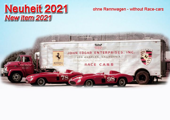 GMC Race-car transporter "John Edgar Enterprises, Inc. Porsche-Ferrari" 1:43 Schuco