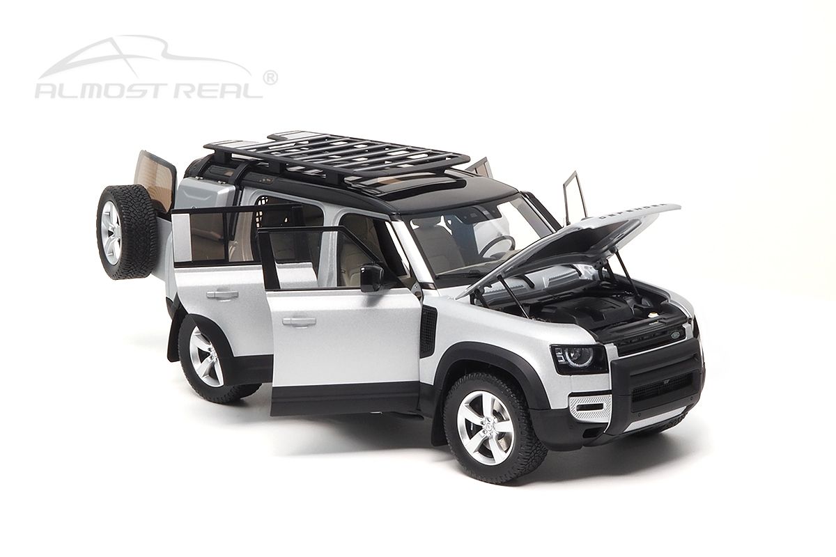 Land Rover New Defender 110 with Roof Pack 2020 silver 1:18 Almost Real