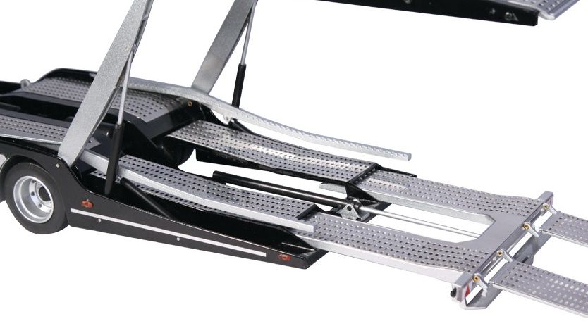 Mercedes-Benz Actros 4x2 GigaSpace blue with stripes + Lohr Autotransporter 1:18 NZG