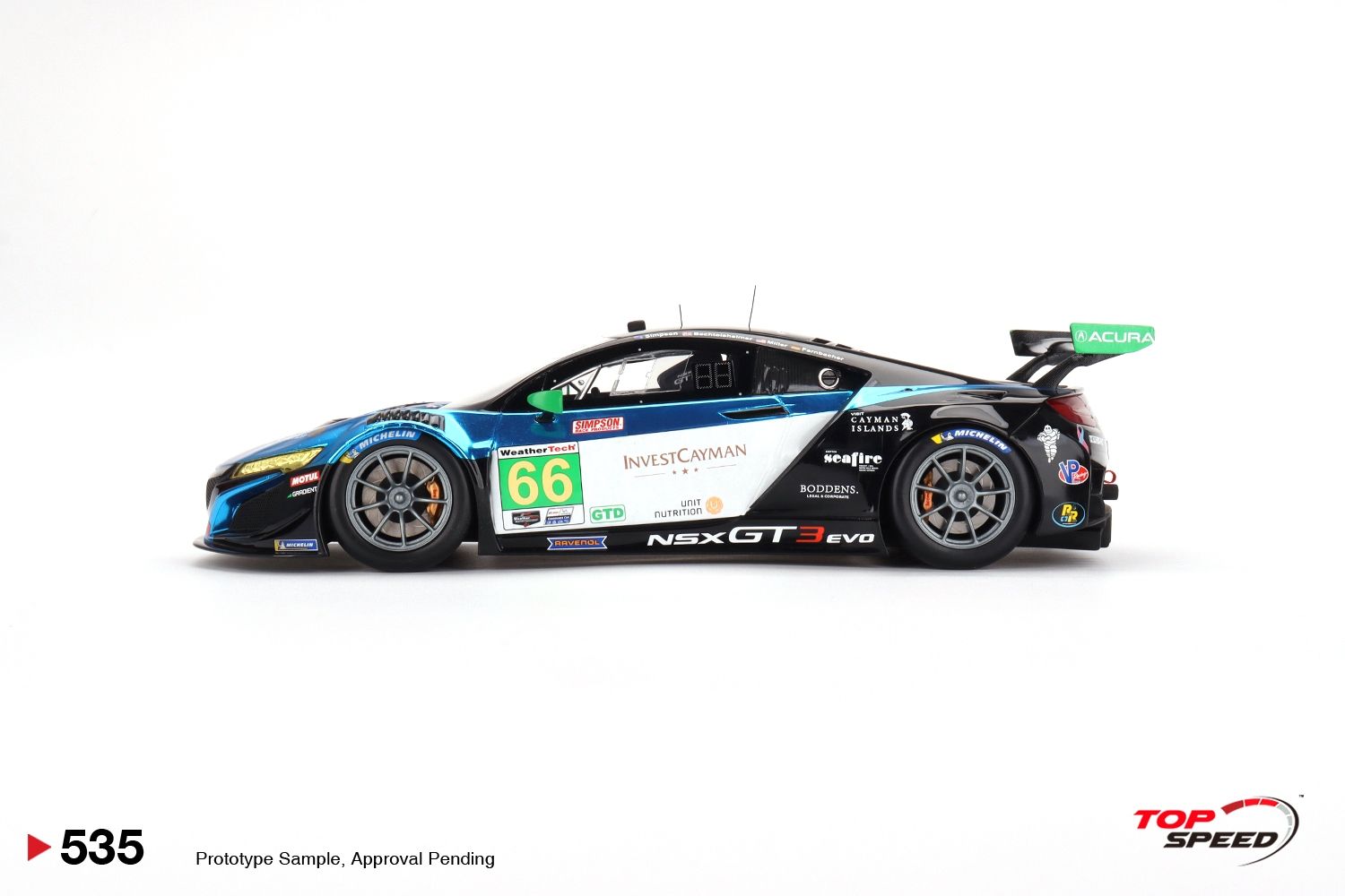 Acura NSX GT3 EVO22 #66 K.Simpson/T.Bechtolsheimer Gradient Racing IMSA 24H Daytona 2022 1:18 TopSpeed Models