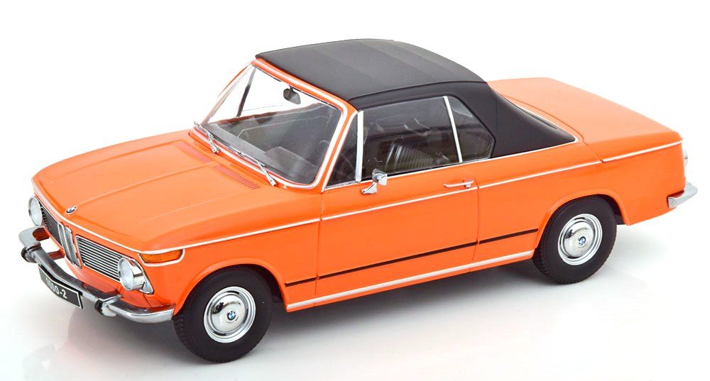 BMW 1600-2 Cabriolet 1968 with Removable Soft-Top orange 1:18 KK Scale