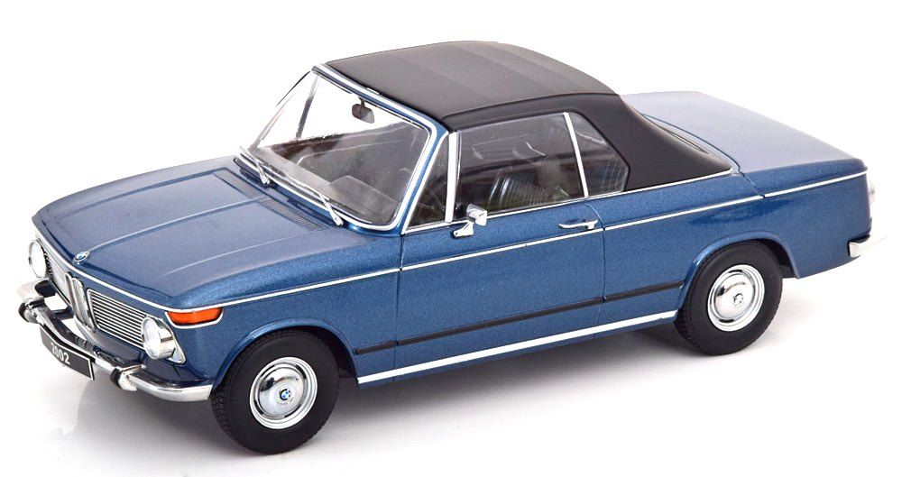 BMW 1600-2 Cabriolet 1968 with Removable Soft-Top dark blue metallic 1:18 KK Scale