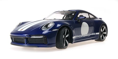 Porsche 911 992 Sport Classic 2022 blue metallic/stripe 1:18 Minichamps 