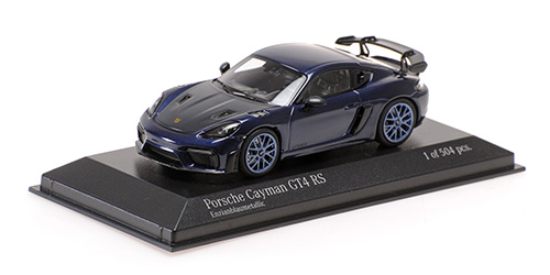 Porsche Cayman GT4 RS 2021 blue/blue wheels 1:43 Minichamps
