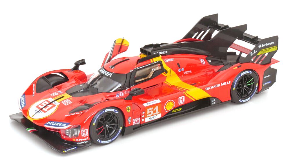 Ferrari 499P 3.0L Turbo V6 Team Ferrari AF Corse #51 Pier Guidi/Calado/Giovinazzi Winner 24H Le Mans 2023 1:18 Bburago
