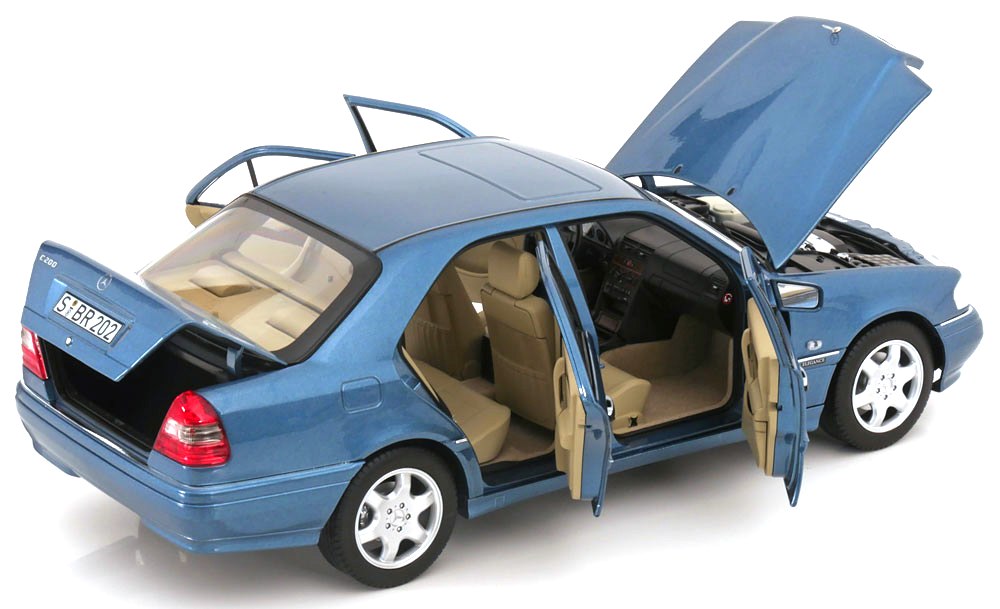 Mercedes-Benz C 200 W202 1997-2001 blue 1:18 Norev
