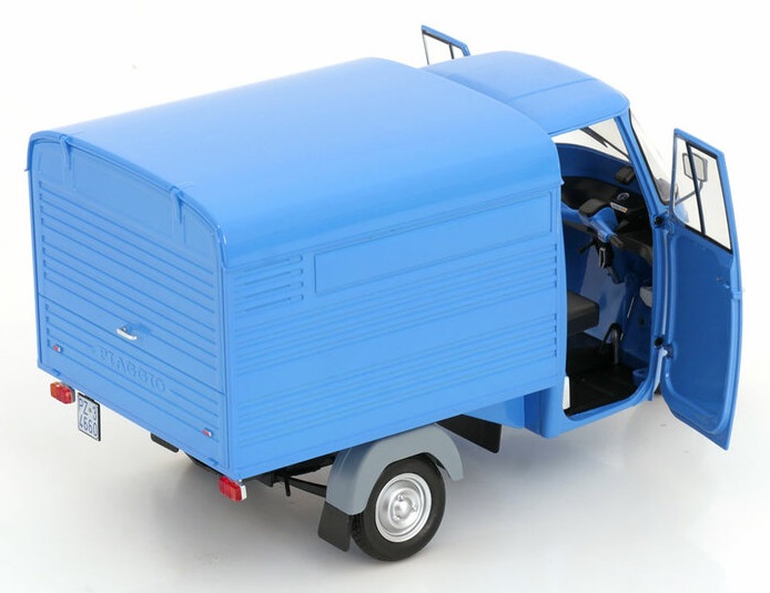 Piaggio APE P501 Van Closed 1979 blue with Showcase 1:18 Mitica
