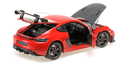 Porsche Cayman GT4 RS Weissach Package 2024 red 1:18 Minichamps