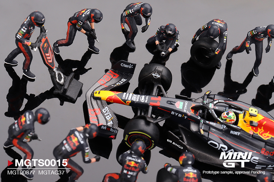 Red Bull Racing RB19 #11 Sergio Pérez Japanese GP 2023 Pit Crew Set 1:64 Mini GT