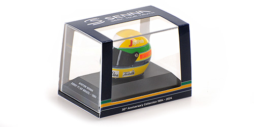 Helmet -  A.Senna First F1 GP Brazil 1984 1:8 Minichamps