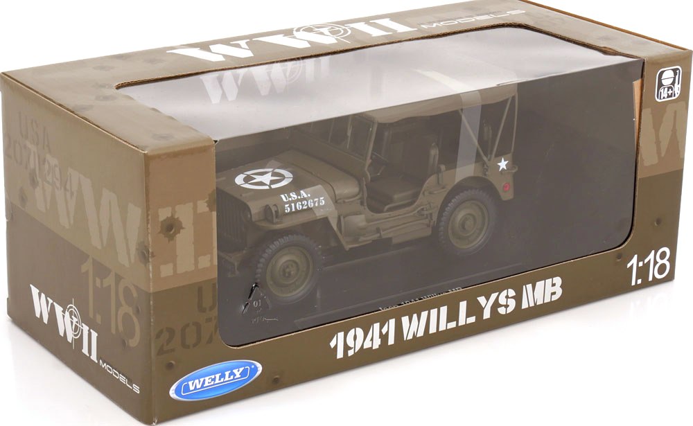 Jeep Willys US ARMY 1/4 Truck green 1:18 Welly
