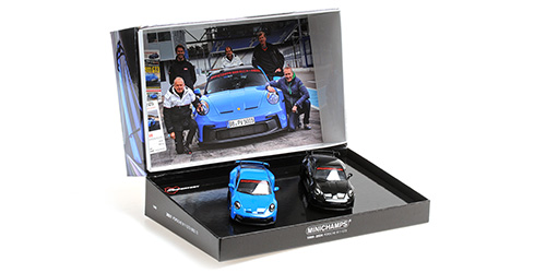 2 Cars Set - Porsche 911 (992) GT3 2021 shark blue & black Sport Auto 1:43 Minichamps