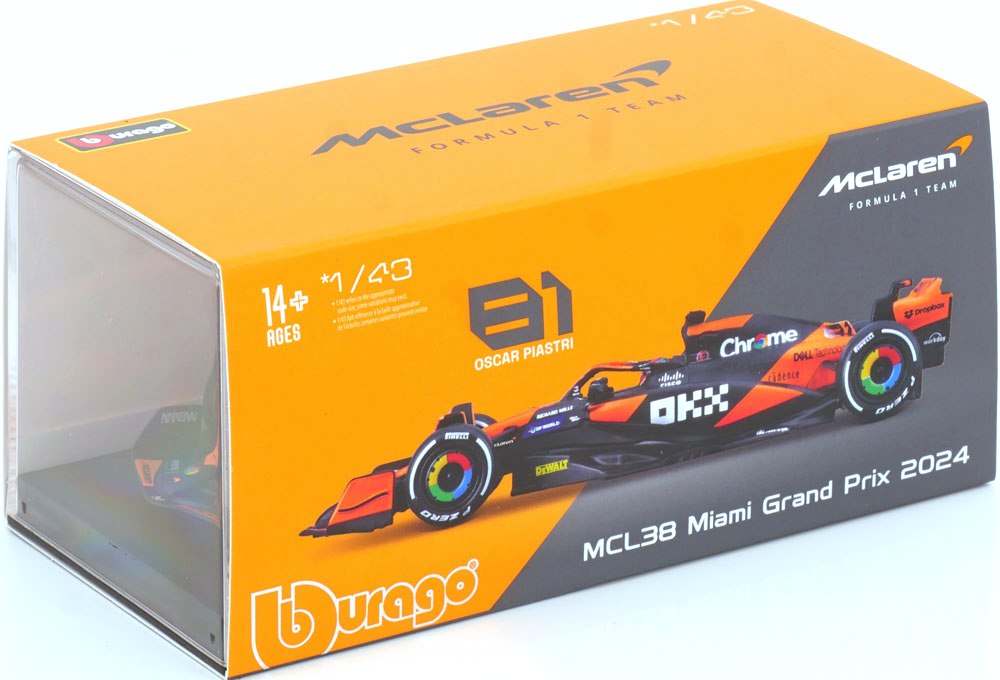 McLaren MCL 38 #81 O.Piastri 2024 with Helmet 1:43 Bburago