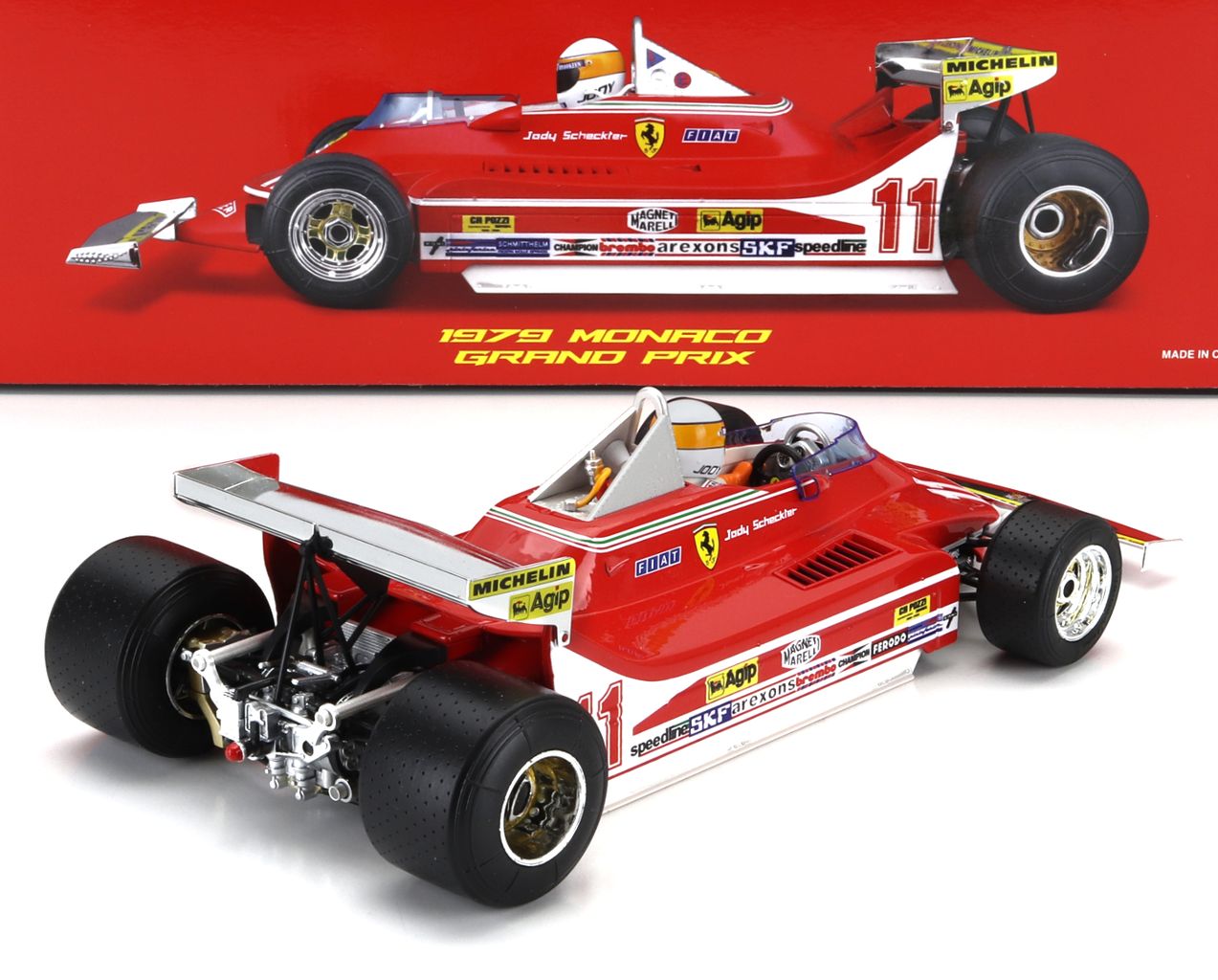 Ferrari F1 312T4 Short Tail #11 J.Scheckter Winner Monaco GP 1979 World Champion + Pilot 1:18 Bburago