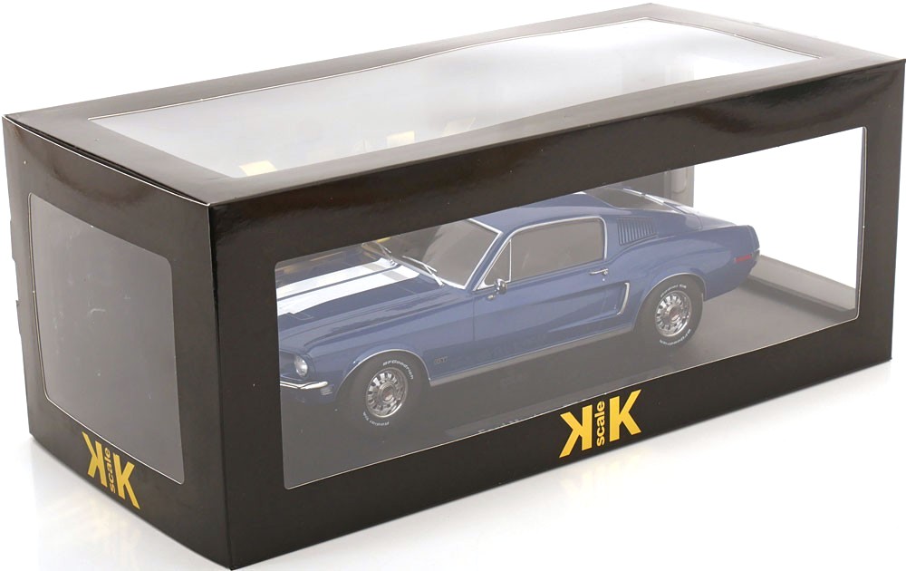Ford Mustang GT Fastback 1968 blue metallic/white 1:18 KK Scale