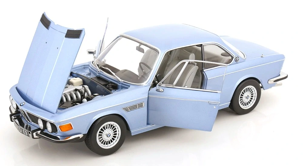 BMW 3.0 CSi E9 Coupe 1971 - Alpina Rims - light blue metallic 1:12 KK Scale