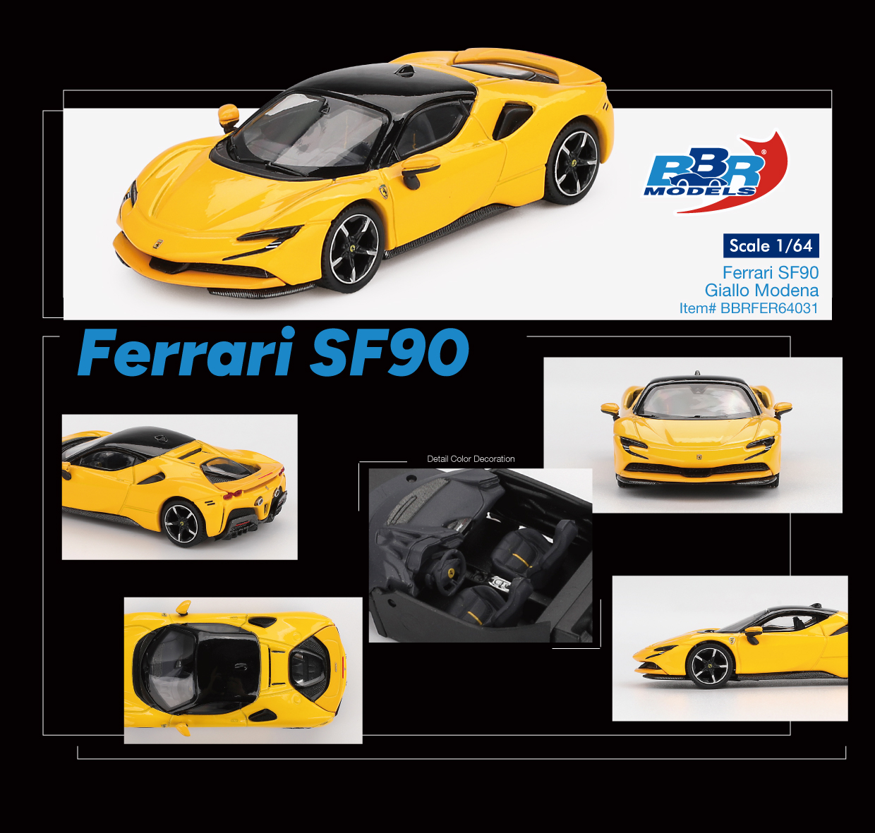 Ferrari SF90 2024 giallo modena 1:64 B.B.R.