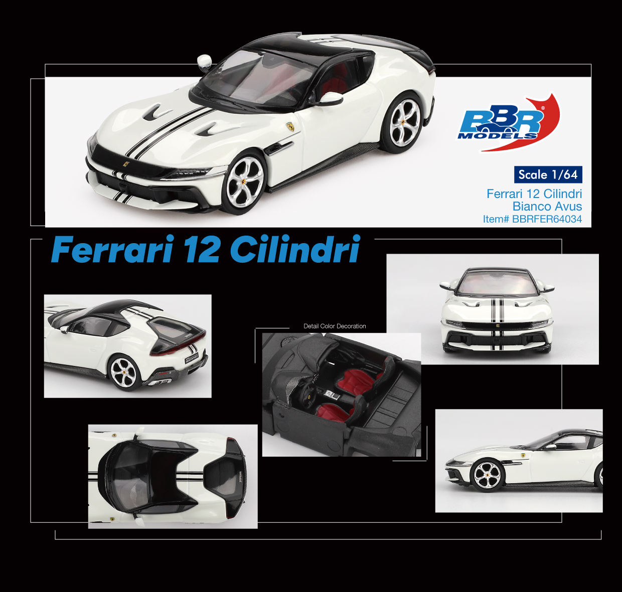 Ferrari 12 2024 Cilindri bianco avus 1:64 B.B.R.